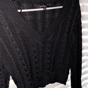 black v neck knitted sweater